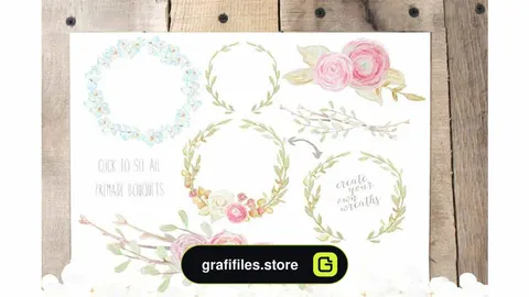 دانلود کلیپ آرت گل آبرنگی Watercolor Flowers Mega Pack