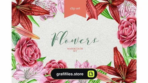 دانلود کلیپ آرت آبرنگی گل Watercolor Flowers