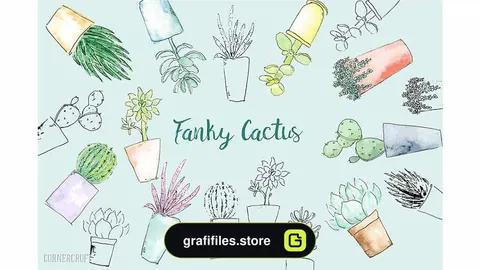 دانلود وکتور کاکتوس آبرنگی Watercolor Funky Cactus Vector