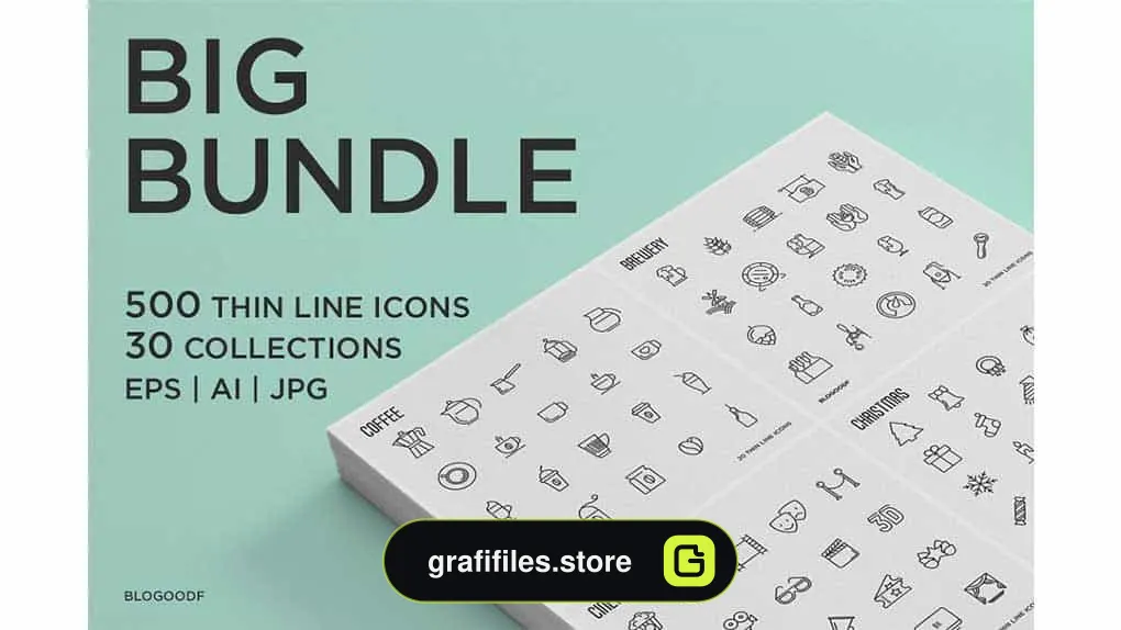آیکون خطی Big Bundle | 500 Thin Line Icons