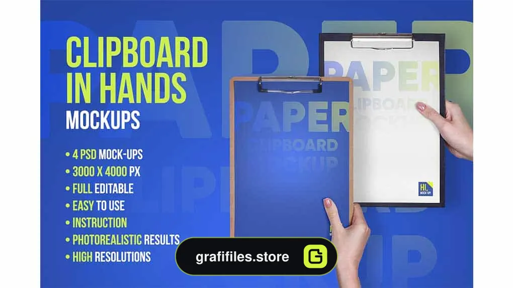 دانلود موکاپ تخته شاسی Clipboard in Hands PSD Mock-up