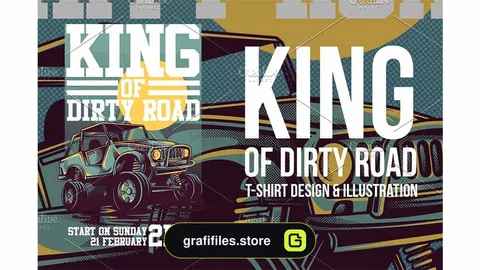 وکتور تیشرت King of Dirty Road Illustration