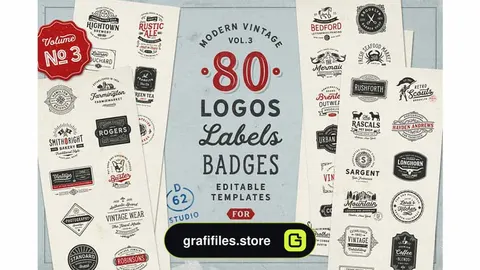 فایل لایه باز لوگو Modern Vintage Logos vol 3