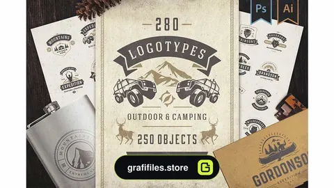 فایل لایه باز لوگو Outdoor logos and badges