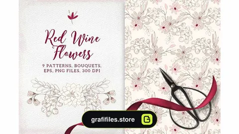 پترن گل Red Wine Flowers