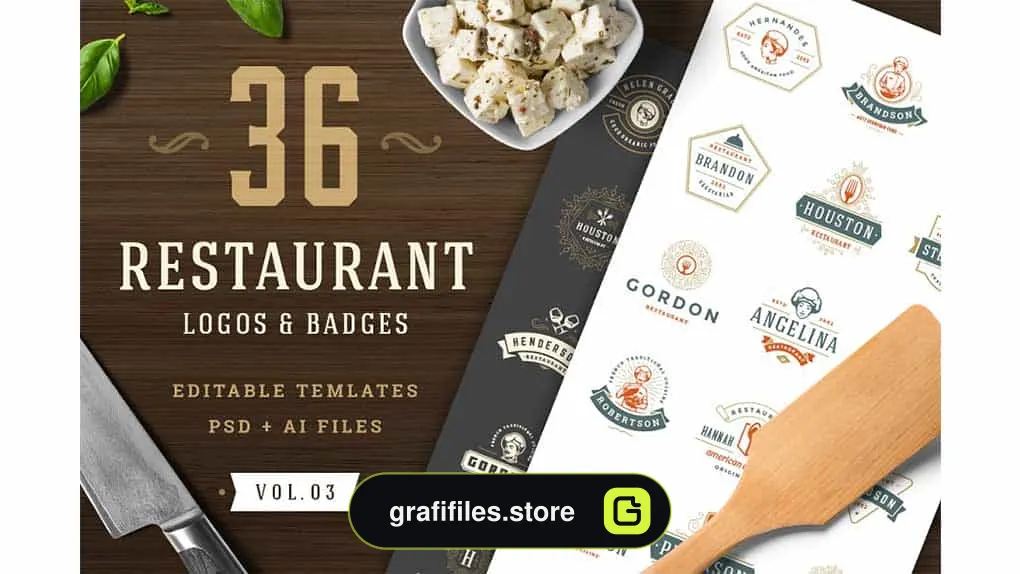 فایل لایه باز لوگو رستوران Restaurant Logos and Badges 1