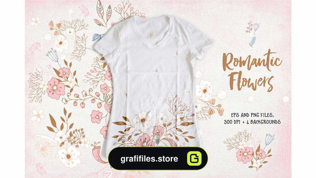 کلیپ آرت گل Romantic Flowers