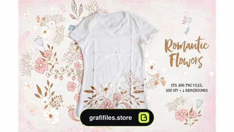 کلیپ آرت گل Romantic Flowers