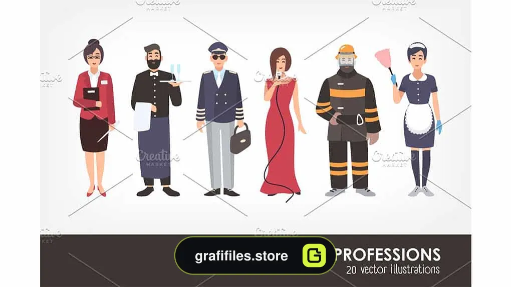 کاراکتر کارتونی مشاغل مختلف