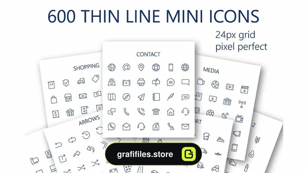 آیکون خطی Thin line mini icons set