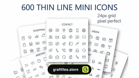 آیکون خطی Thin line mini icons set