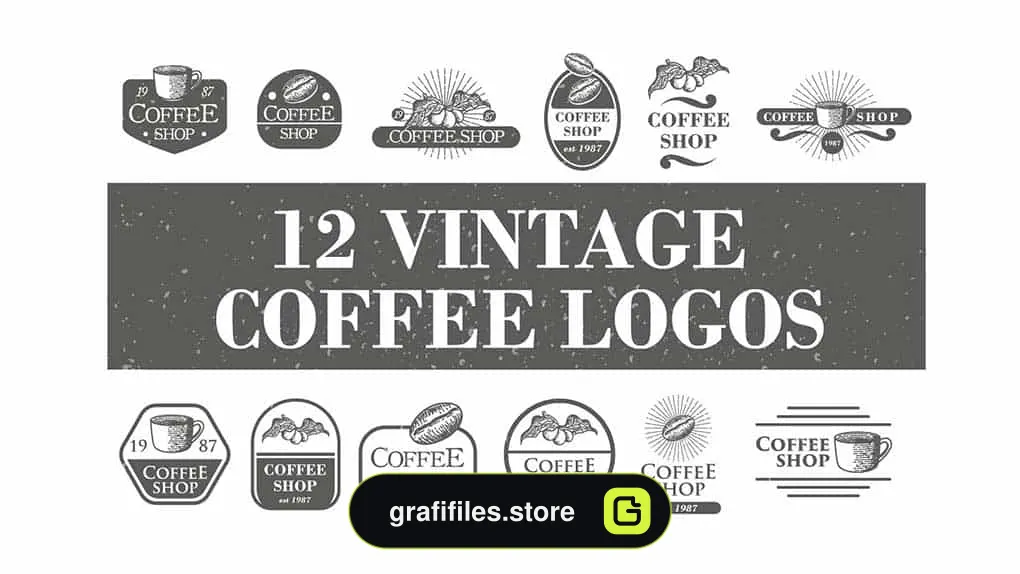 فایل لایه باز لوگو کافی شاپ Vintage Coffee Logos & Badge