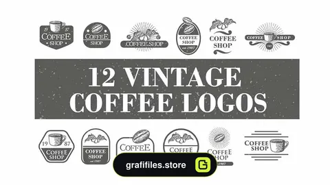 فایل لایه باز لوگو کافی شاپ Vintage Coffee Logos & Badge
