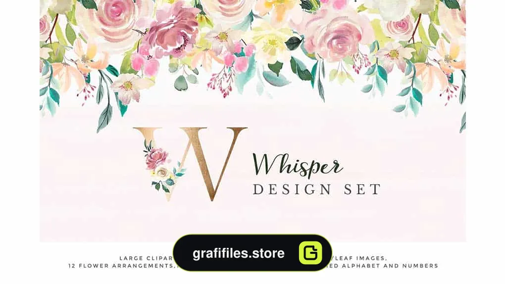 دانلود کلیپ آرت دسته گل Watercolor Design Project – Whisper