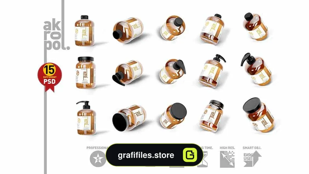 موکاپ بطری شیشه ایی Amber Bottle Mock Up-01