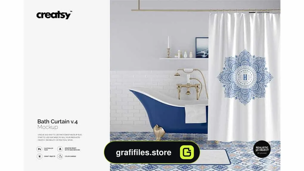 موکاپ پرده حمام Bath Curtain Mockup 4