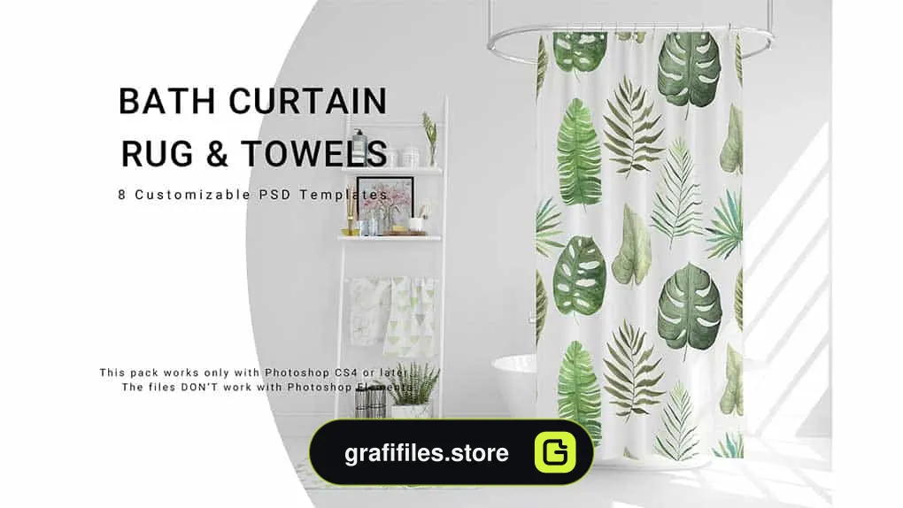 موکاپ پرده حمام Bath Curtain Mockup Pack 3