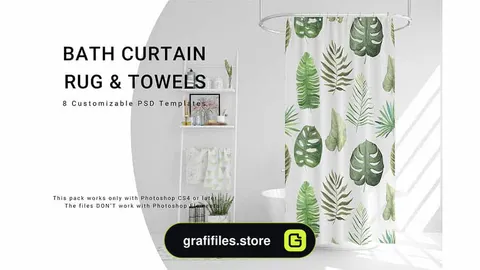 موکاپ پرده حمام Bath Curtain Mockup Pack 3
