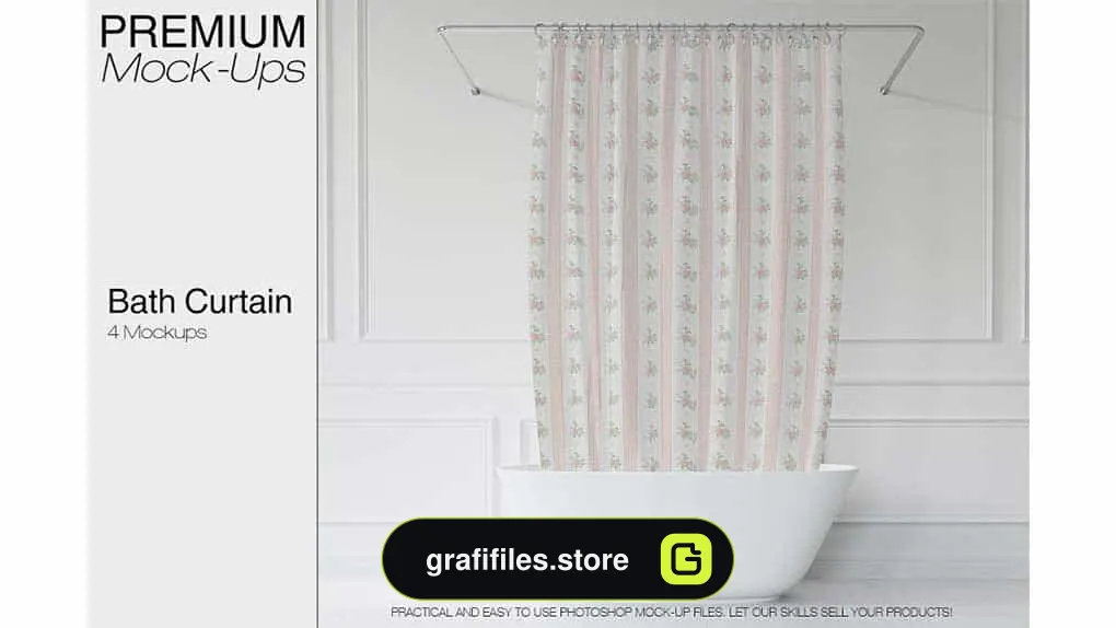 موکاپ پرده حمام Bath Curtain Mockup Pack