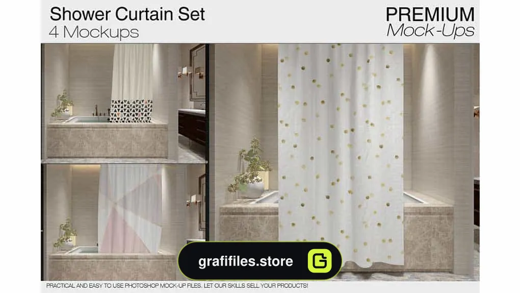 موکاپ پرده حمام Bath Curtain Mockups