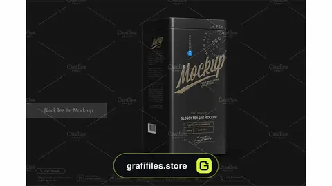 موکاپ قوطی چای Black Tea Jar Mock-up