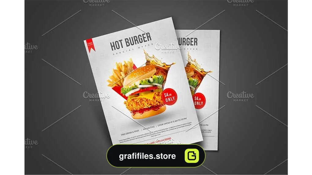 فایل لایه باز تراکت فست فود Burger Flyer Template