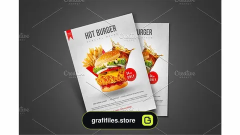 فایل لایه باز تراکت فست فود Burger Flyer Template