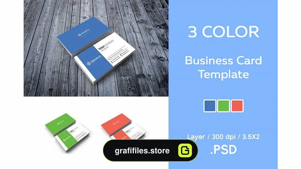 فایل لایه باز کارت ویزیت Business Card Template / 3 Color