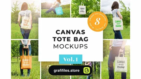 موکاپ ساک دستی Canvas Bag Mockup Pack