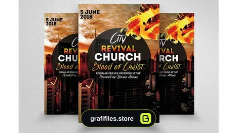 فایل لایه باز آگهی City Revival Church Flyers