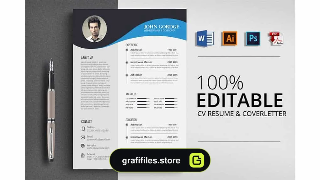 فایل لایه باز رزومه Clean Ms Word CV Resume Template