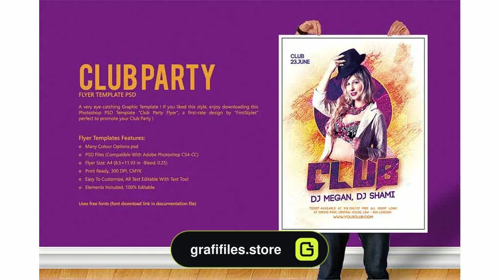 فایل لایه باز پوستر کلاب شبانه Club Party Flyer