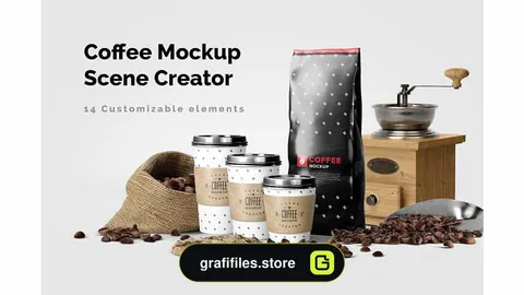 موکاپ قهوه Coffee Mockup Scene Creator