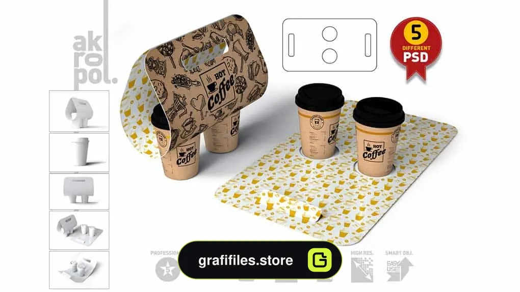 موکاپ لیوان قهوه Coffee Take out Carrier