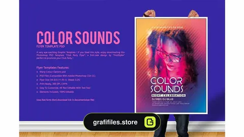 دانلود فایل لایه باز پوستر Color Sounds Party Flyer
