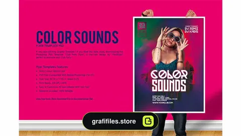 فایل لایه باز پوستر Color Sounds Party Flyer