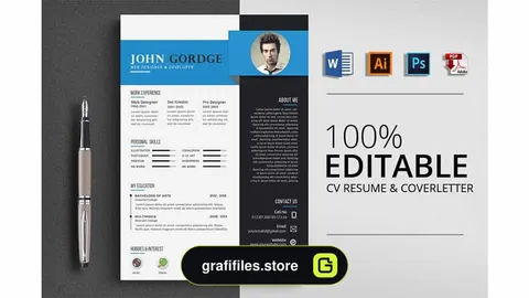 فایل لایه باز رزومه Creative Word CV Resume