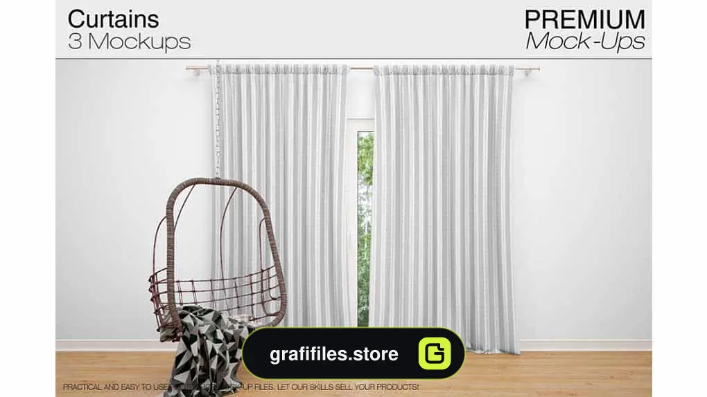موکاپ پرده Curtains Mockup 3