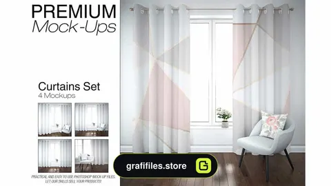 موکاپ پرده Curtains Mockup Set 2
