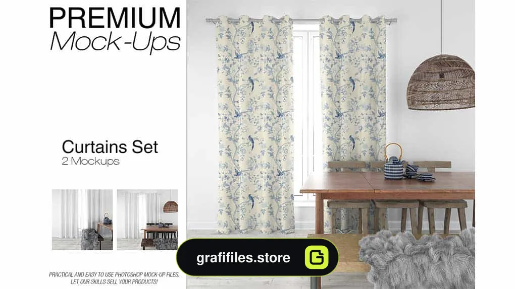 موکاپ پرده Curtains Mockup Set 3