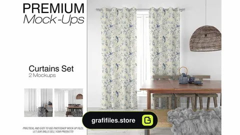 موکاپ پرده Curtains Mockup Set 3