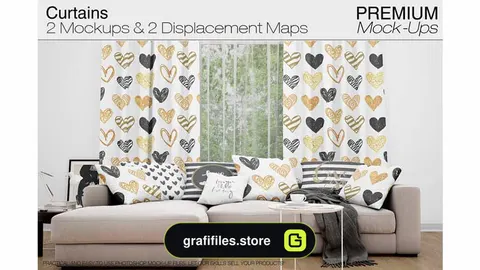 موکاپ پرده Curtains Mockup Set 4