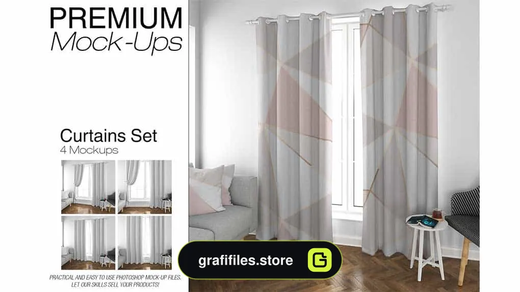 موکاپ پرده Curtains Mockup Set 5