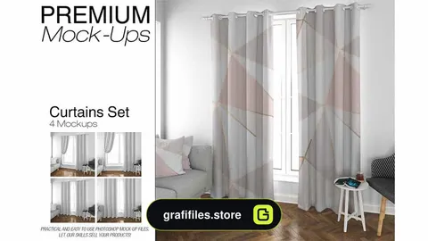 موکاپ پرده Curtains Mockup Set 5
