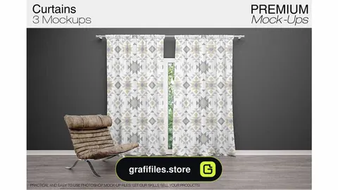 موکاپ پرده Curtains Mockup