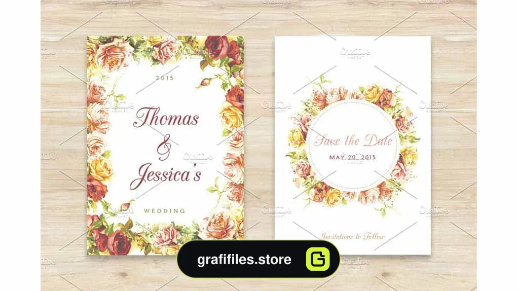 فایل لایه باز کارت دعوت Floral Save The Date