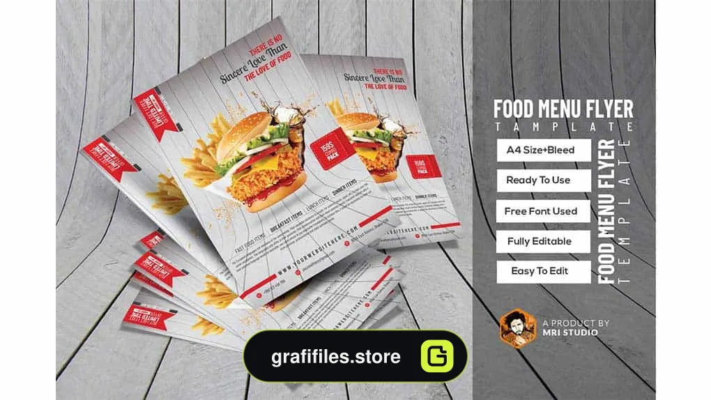 فایل لایه باز تراکت فست فود Food Flyer