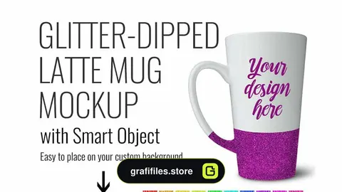 موکاپ ماگ Glitter Latte Mug Product Mock up