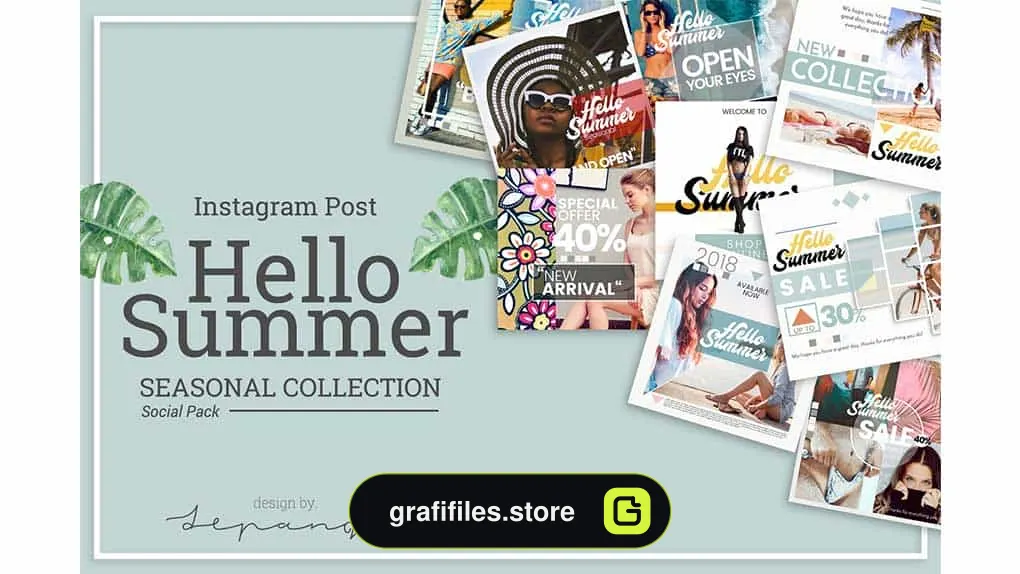 فایل لایه باز پست اینستاگرام HELLO SUMMER instagram post