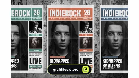 فایل لایه باز تراکت Indie Rock Newspaper Style Flyer